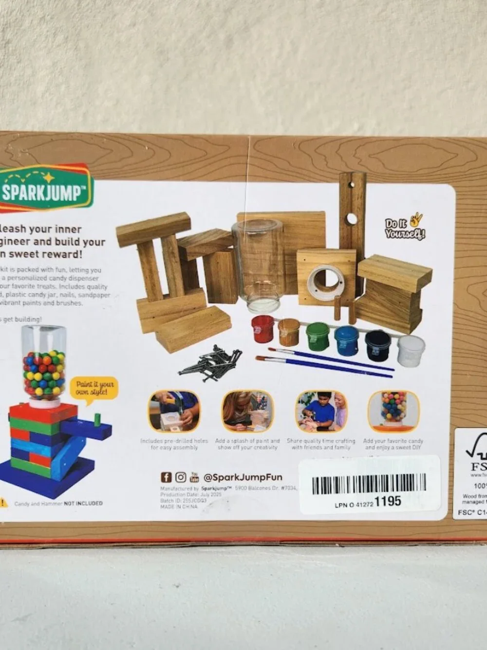 New DIY Wood Building Kit STEM Woodworking Toy for Kids Candy Gumball Dispenser